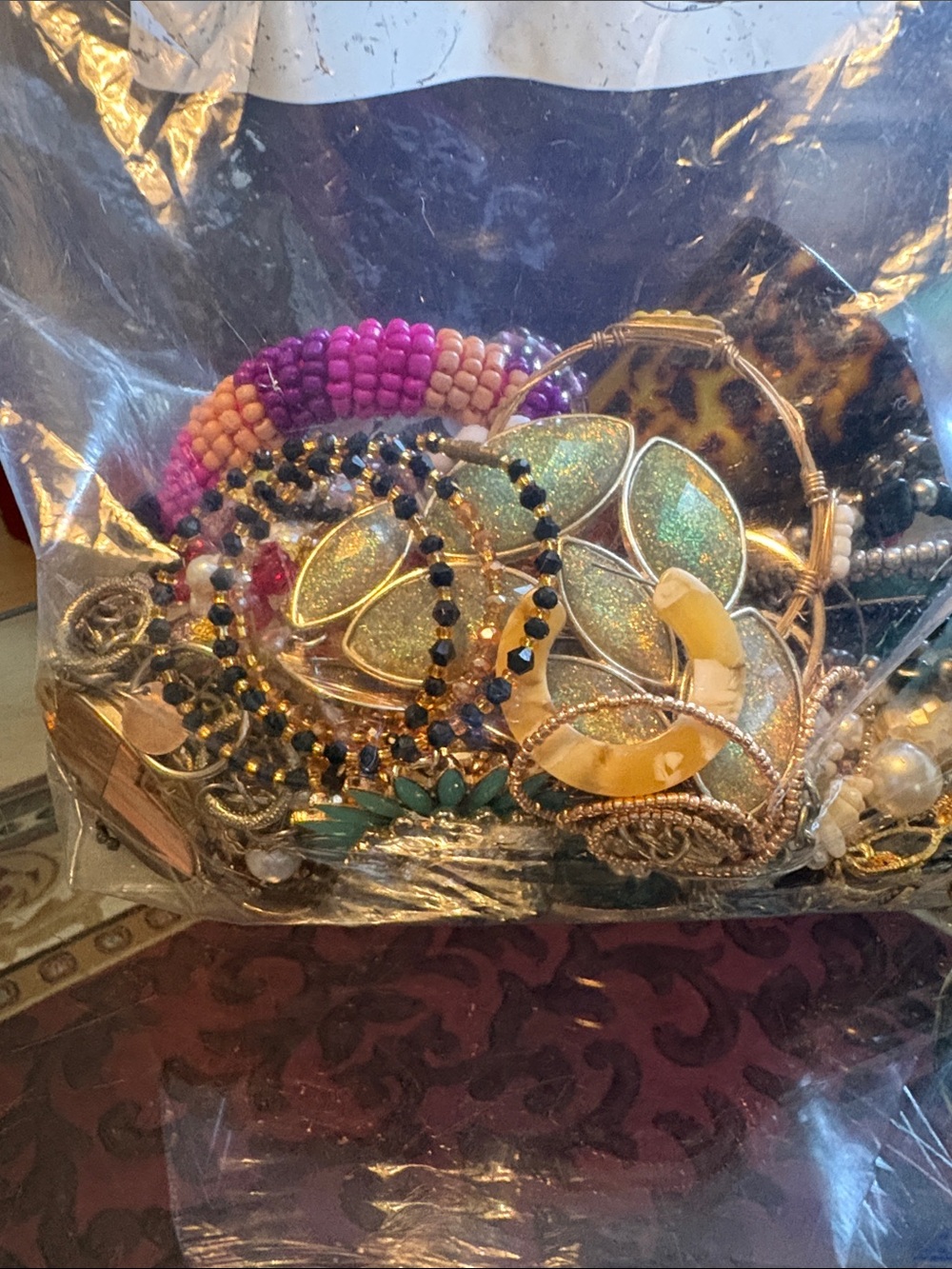 Assorted Wearable Jewelry bracelets, necklaces, earrings. 2.78 LBS